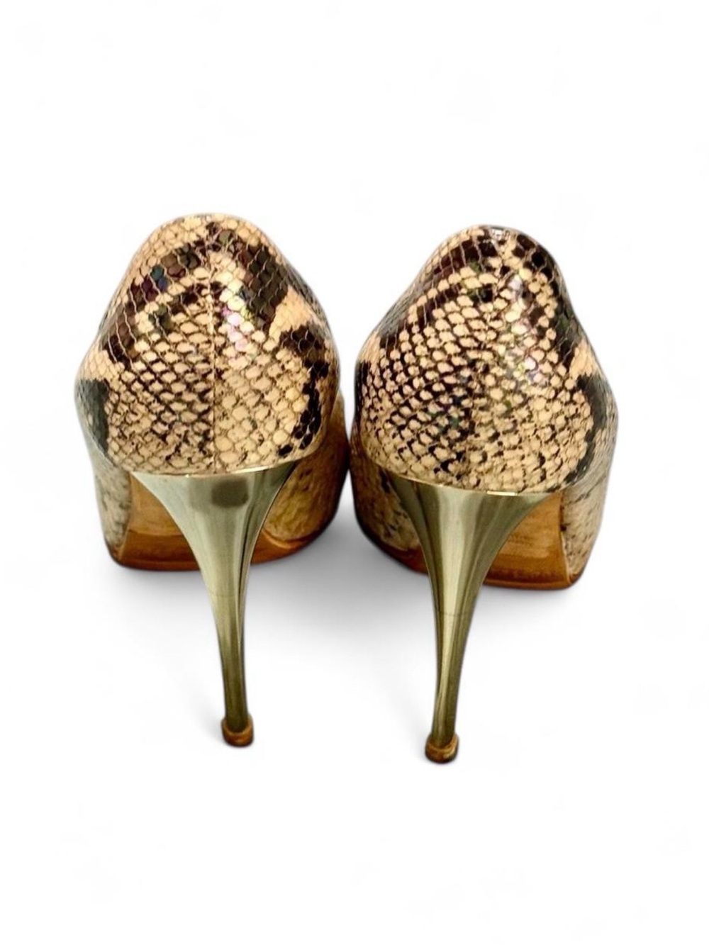 GIUSEPPE ZANOTTI DESIGN Vero Cuoio Python Print Peep-Toe Heels - Picture 5 of 10